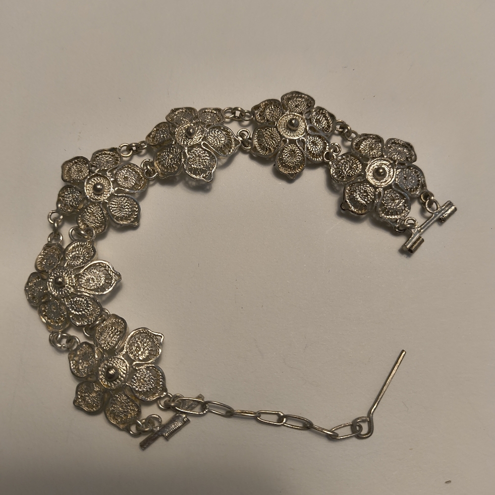 Silver Filigree Floral Bracelet